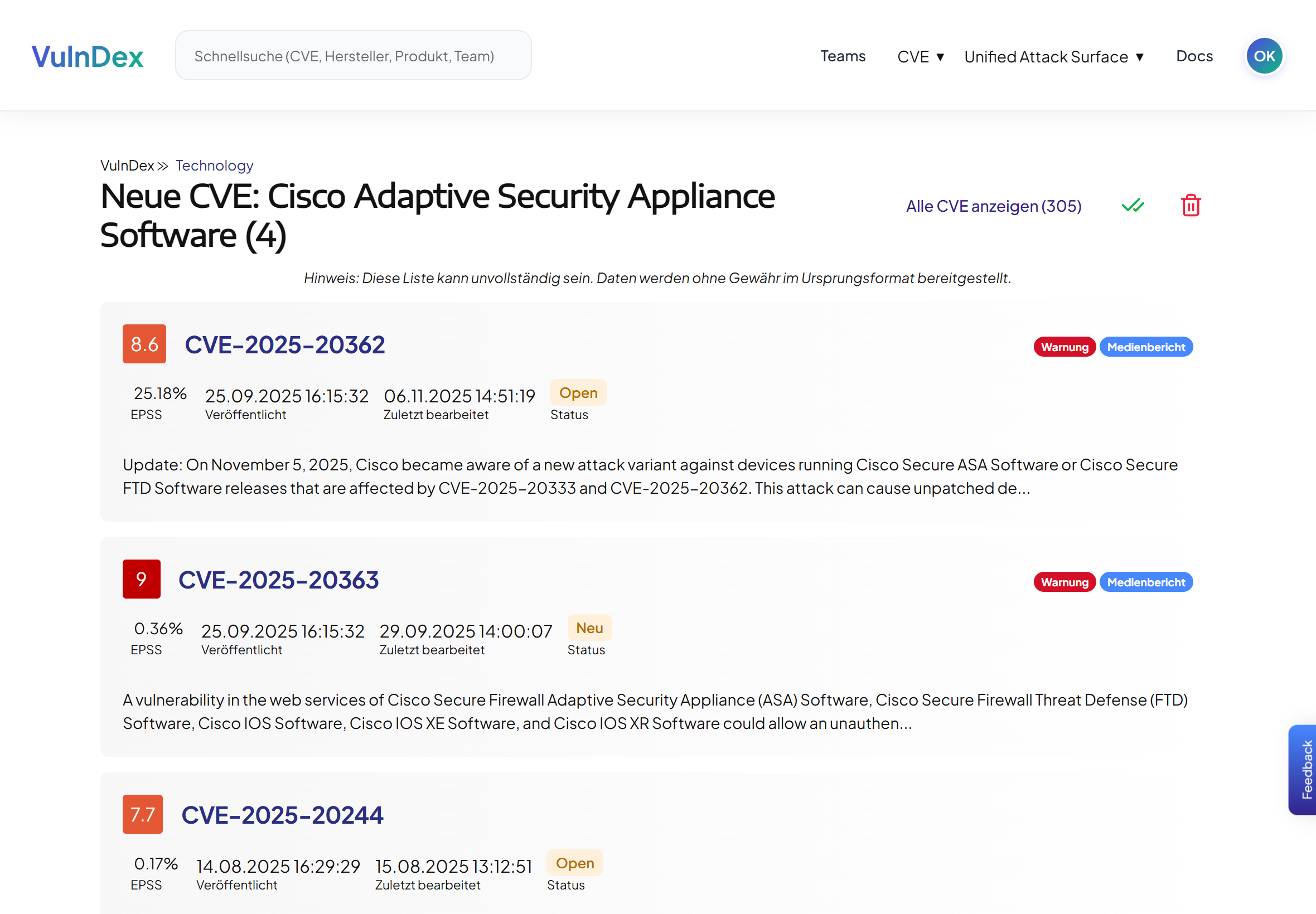 Team overview in VulnDex