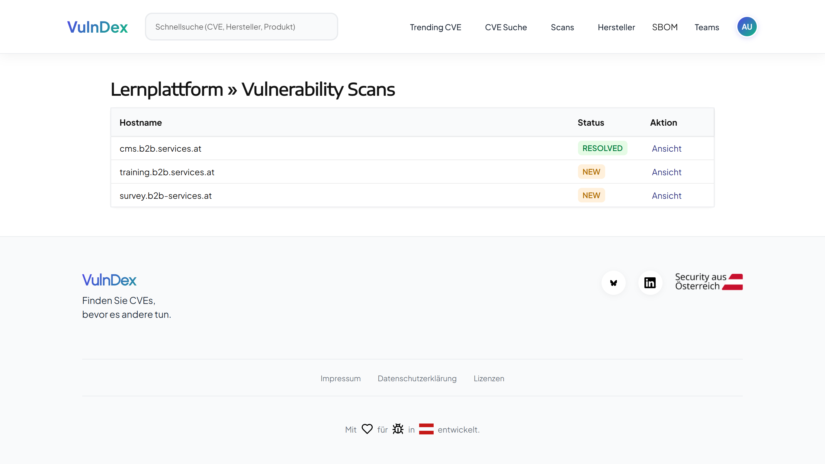 Detailseite mit CVE-Relevanz